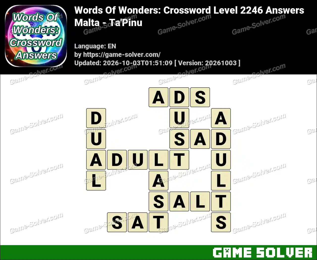 Words Of Wonders: Crossword Level 2246 Answers – Malta – Ta’Pinu